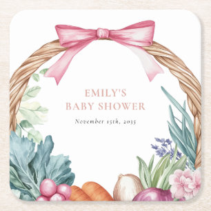 Dessous-de-verre Carré En Papier Baby shower de filles du marché des fermiers culti