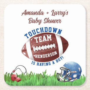 Dessous-de-verre Carré En Papier Baby shower de football