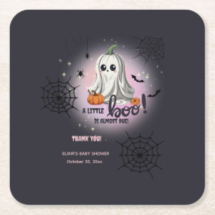 Dessous-de-verre Carré En Papier Baby shower du Citrouille d'Halloween Little Boo