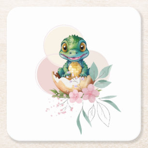 Dessous-de-verre Carré En Papier Baby shower floral d'éclosion d'alligator pour béb