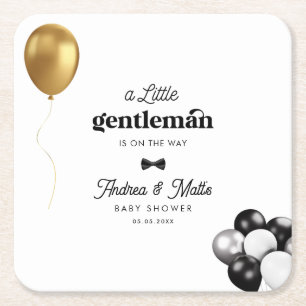 Dessous-de-verre Carré En Papier Baby shower Garçon Retro Little Gentleman Balloons