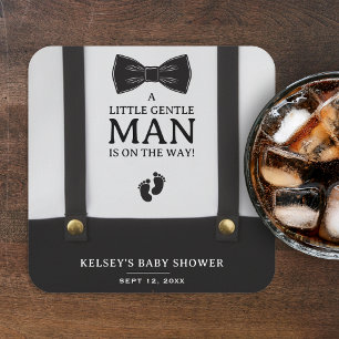 Dessous-de-verre Carré En Papier Baby Shower Garçon Un Petit Gentleman Bretelles