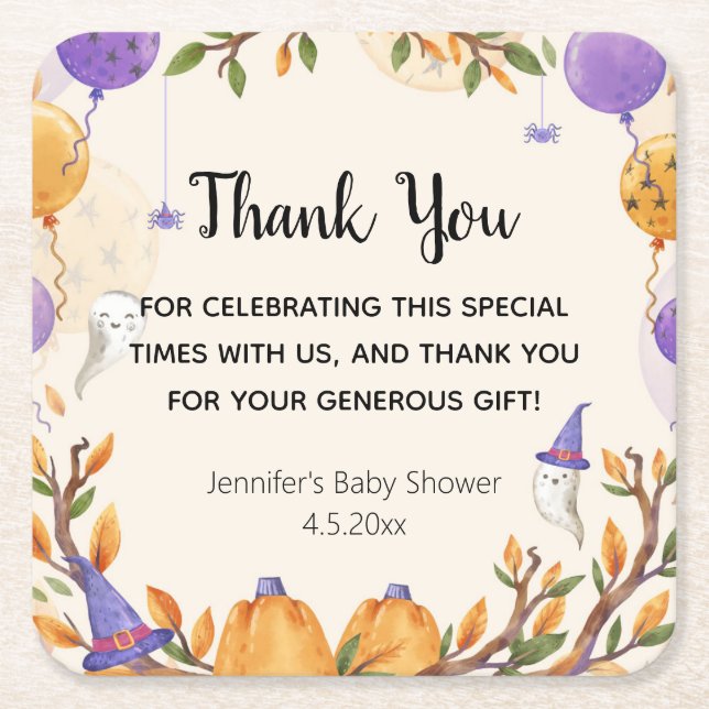 Dessous-de-verre Carré En Papier baby shower halloween merci mignon (Devant)
