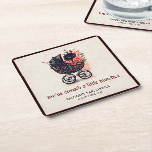 Dessous-de-verre Carré En Papier Baby Shower Halloween Poussette Gothique 