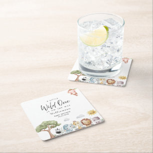 Dessous-de-verre Carré En Papier Baby shower Jungle Safari