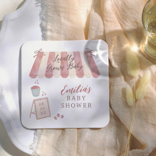 Dessous-de-verre Carré En Papier Baby Shower Marché de Bébé Cultivé Localement