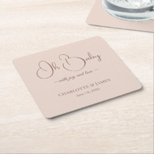 Dessous-de-verre Carré En Papier Baby-Shower Minimaliste Moderne Blush Poudré