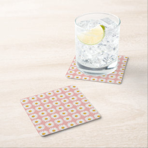 Dessous-de-verre Carré En Papier Baby Shower Motif Floral Daisy Rose Pâle