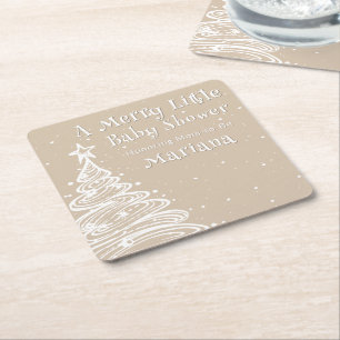 Dessous-de-verre Carré En Papier Baby Shower Noël Bohème Beige Neutre