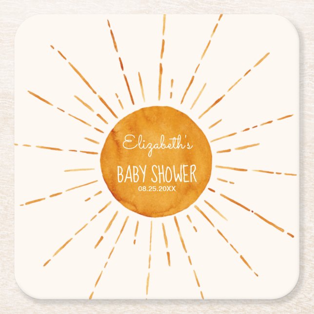 Dessous-de-verre Carré En Papier Baby shower solaire Whimsical (Devant)