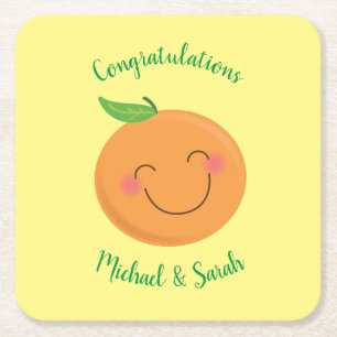 Dessous-de-verre Carré En Papier Baby shower Tangerine de Little Cutie