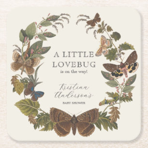 Dessous-de-verre Carré En Papier Baby shower vintage Botanique Little Love Bug