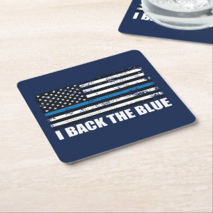 Dessous-de-verre Carré En Papier Back the Blue Thin line USA Flag MAGA WWG1WA
