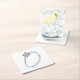 Dessous-de-verre Carré En Papier Bague de fiançailles en diamant