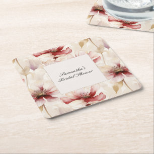 Dessous-de-verre Carré En Papier Baigneuse de mariage floral crème Bourgogne