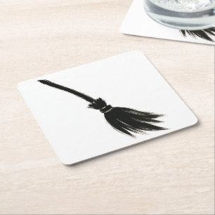 Dessous-de-verre Carré En Papier Balai de Sorcière Minimaliste – Conception de Pinc
