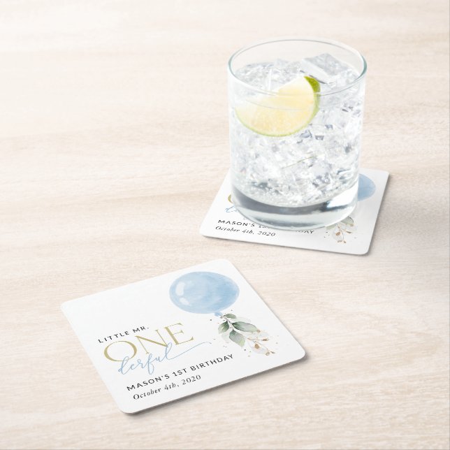 Dessous-de-verre Carré En Papier Balcon Bleu, Eucalyptus, Verdure, Premier Annivers (En situation)