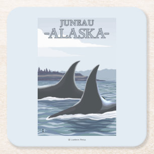 Dessous-de-verre Carré En Papier Baleines #1 - Juneau, Alaska d'orque