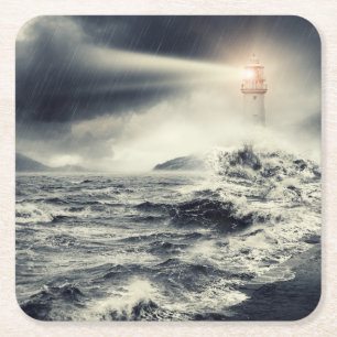 Dessous-de-verre Carré En Papier Balise de phare