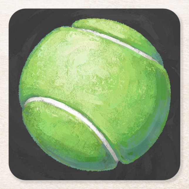 Dessous-de-verre Carré En Papier Ball de tennis (Devant)