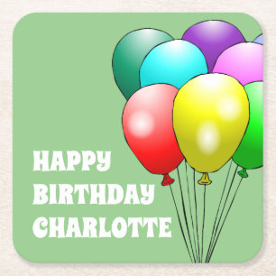 Dessous-de-verre Carré En Papier Balloons Joyeux Anniversaire Sous-Verres en Papier