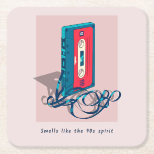 Dessous-de-verre Carré En Papier Bande de cassette vintage des années 90