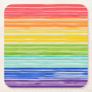 Dessous-de-verre Carré En Papier Bandes arc-en-ciel inondées