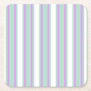 Dessous-de-verre Carré En Papier Bandes de bonbons à la menthe et au lilas