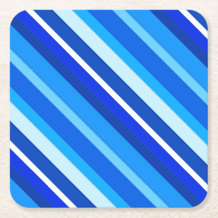Dessous-de-verre Carré En Papier Bandes de bonbons en couche - cobalt et bleu pâle