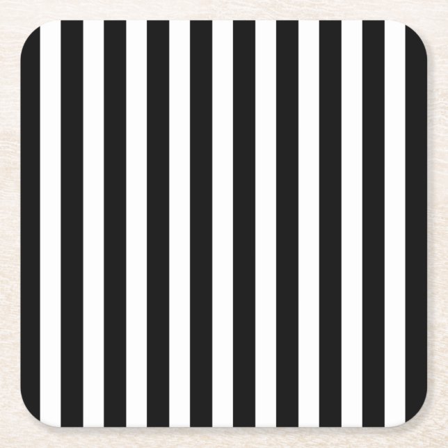 Dessous-de-verre Carré En Papier Bandes de bonbons noir et blanc (Devant)