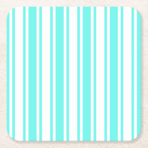 Dessous-de-verre Carré En Papier Bandes de bonbons turquoise et blanche