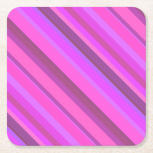 Dessous-de-verre Carré En Papier Bandes diagonales roses