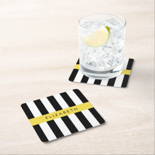 Dessous-de-verre Carré En Papier Bandes noires et blanches, Gravées, Lignes, Votre