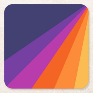 Dessous-de-verre Carré En Papier Bandes rétro en diagonale violette et orange