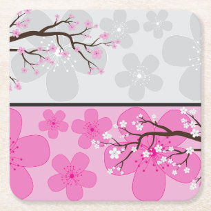 Dessous-de-verre Carré En Papier Bannières de fleurs de cerisier