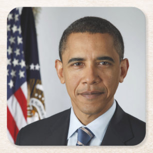 Dessous-de-verre Carré En Papier Barack Obama Président américain Portrait de la Ma