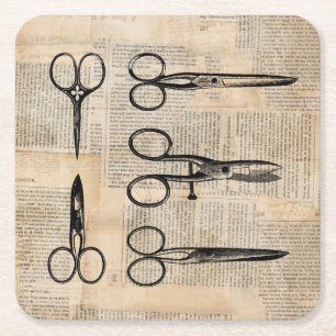 Dessous-de-verre Carré En Papier Barbiers vintages Cheveux Ciseaux antiques