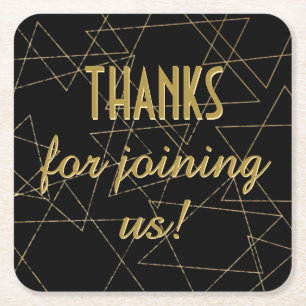 Dessous-de-verre Carré En Papier Barre BM ou Black Gold Stars Bat mitzvah