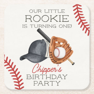 Dessous-de-verre Carré En Papier Baseball Little Rookie Home Run Anniversaire