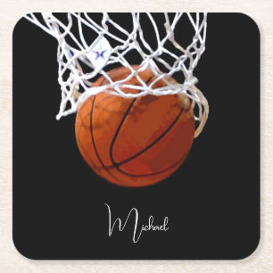Dessous-de-verre Carré En Papier Basket-ball Votre nom