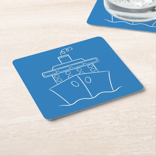 Dessous-de-verre Carré En Papier Bateau de croisière (Incliné)