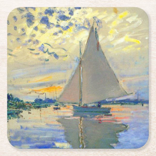 Dessous-de-verre Carré En Papier Bateau Monet au Petit-Gennevilliers (Devant)