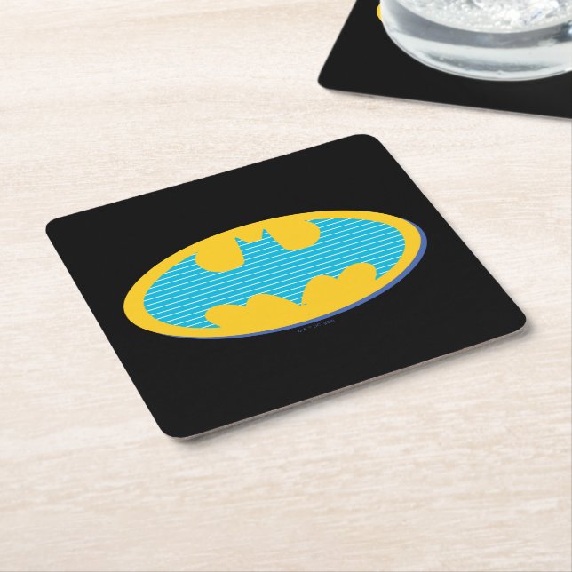 Dessous-de-verre Carré En Papier Batman | Symbole Cyan Stripes (Incliné)