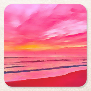 Dessous-de-verre Carré En Papier Beach Sunrise Dessous de verre par Ocean Design