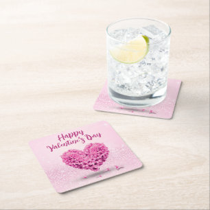 Dessous-de-verre Carré En Papier Beau Coeur de Hyacinthe rose Heureuse Sainte-Valen