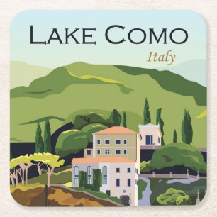 Dessous-de-verre Carré En Papier Beau lac de Côme Italie