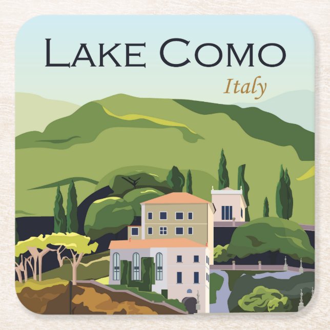 Dessous-de-verre Carré En Papier Beau lac de Côme Italie (Devant)