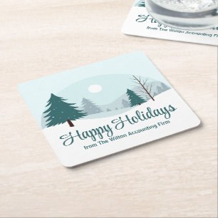 Dessous-de-verre Carré En Papier Beau Noël Arbres Fêtes d'hiver Fête