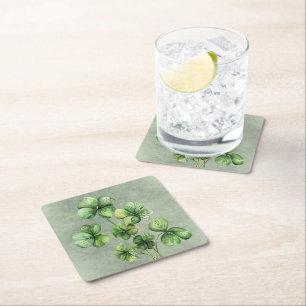 Dessous-de-verre Carré En Papier Beau Shamrock d'aquarelle verte