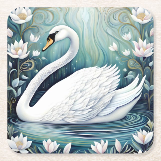 Dessous-de-verre Carré En Papier Beau Swan (Devant)
